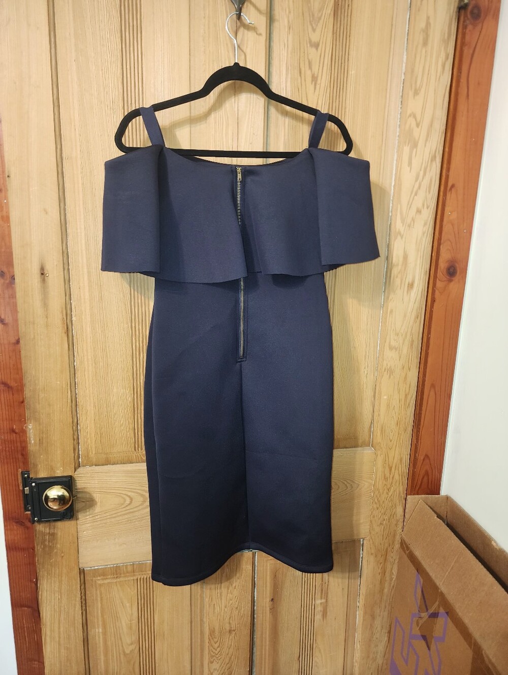 Gianni Bini, Lori Navy Off Shoulder Women's Dress, Size Large - Picture 5 of 8